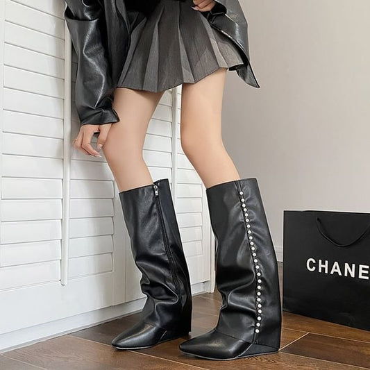 Tall Wedge Boots Pointy