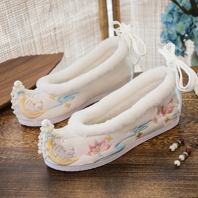 Flats Hanfu Fluffy Embroidered
