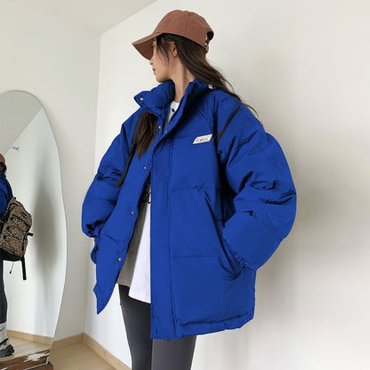 Plain Applique Puffer Jacket