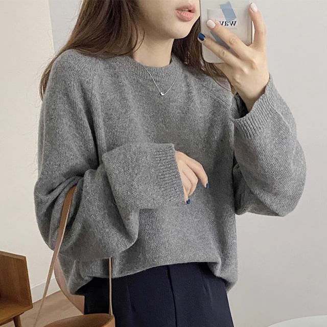 Crew Neck Plain Sweater