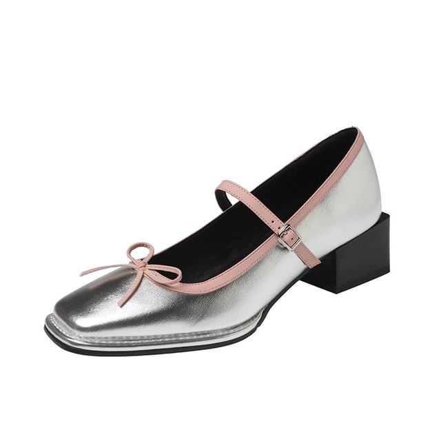 Square Bow Toe Pumps Jane Mary