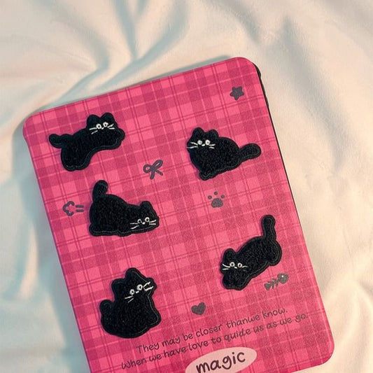 Cat iPad Case Plaid
