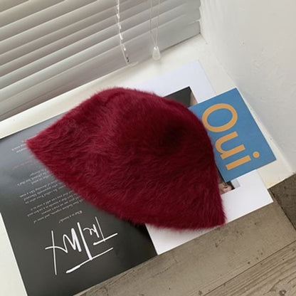 Plain Fluffy Bucket Hat