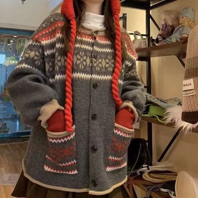 Crewneck Cardigan Button-Up Pattern