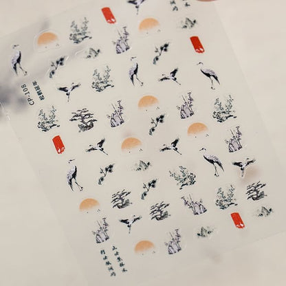 Crane Nail Art Stickers (Various Designs)