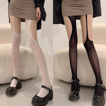 Collants unis à découpes