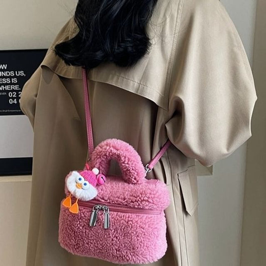 Crossbody Bag Charm / Faux Shearling Set