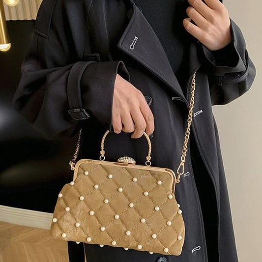 Chain Faux Strap Bag Pearl Crossbody