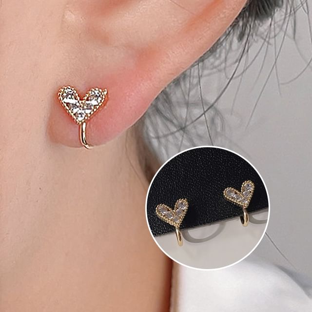 Heart Rhinestone Cuff Alloy Ear