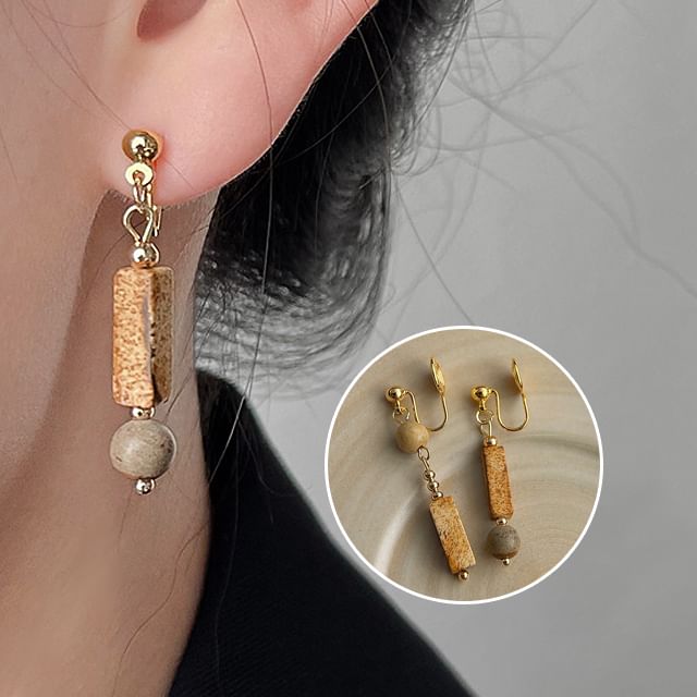 Asymmetrical Alloy Dangle Ear Faux Cuff Gemstone