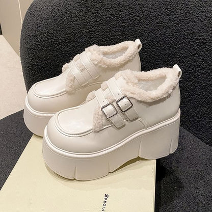 Fleece Loafers Trim Wedge-Heel