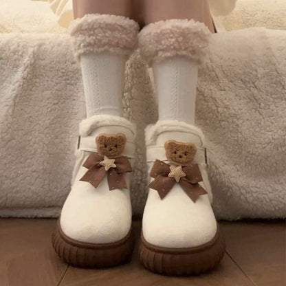 Bear Accent Platform Short Snow Boots