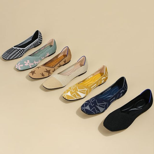 Toe Flats Square Woven