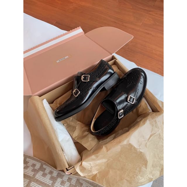 Buckled Strap Monk Genuine Shoes Leather