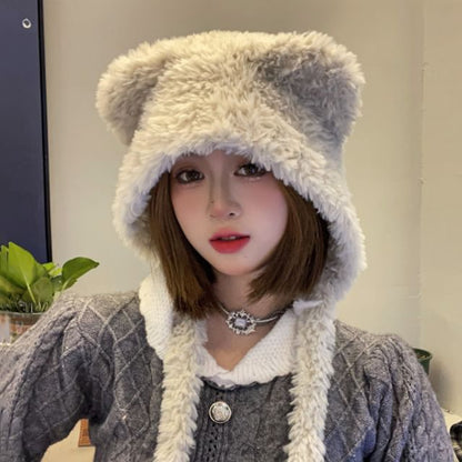 Bear Hat Ear Earflap Fluffy