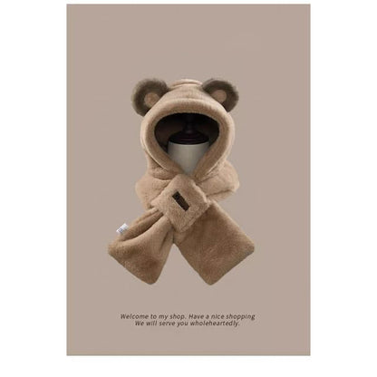 Scarfed Bear Ear Trapper Hat