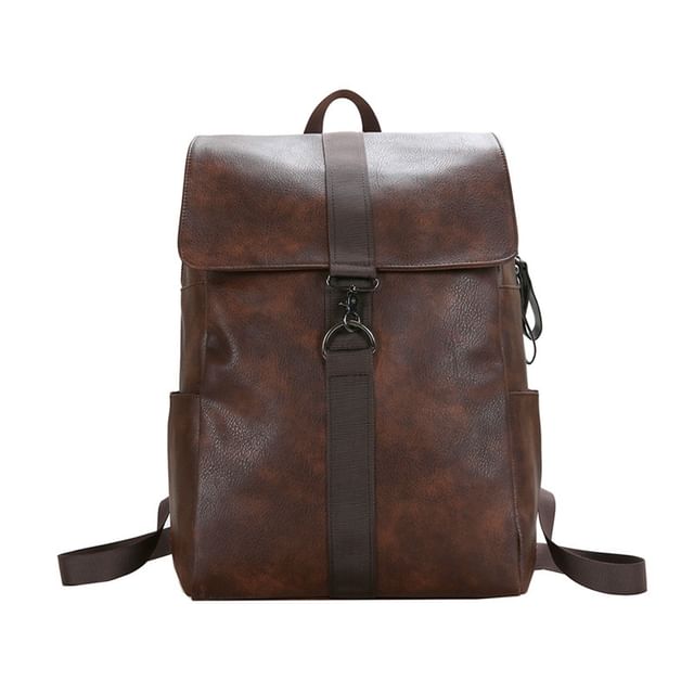 Flap Backpack Faux Leather