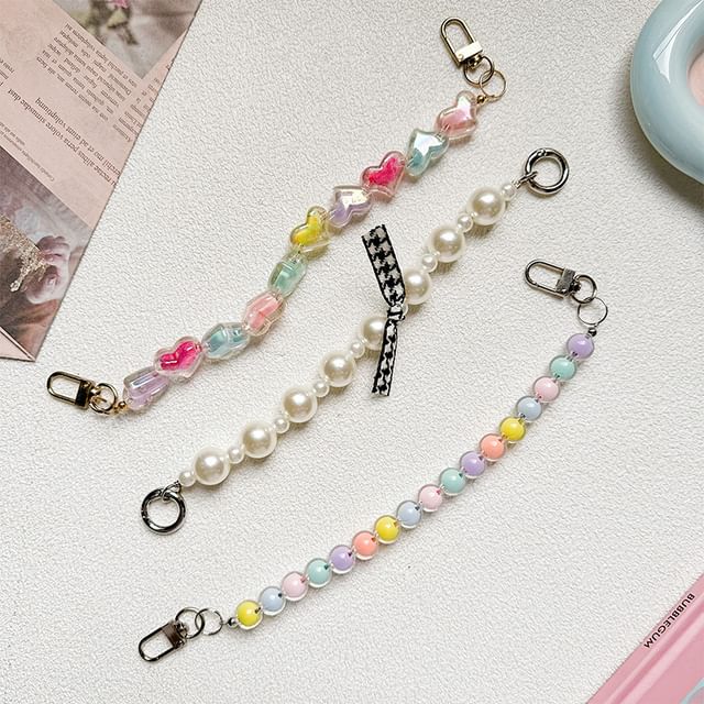 Faux Pearl / Bead Heart Strap Phone