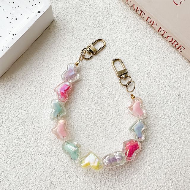 Faux Pearl / Bead Heart Strap Phone