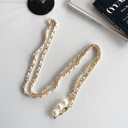 Pearl Phone Lanyard Alloy Leather Faux
