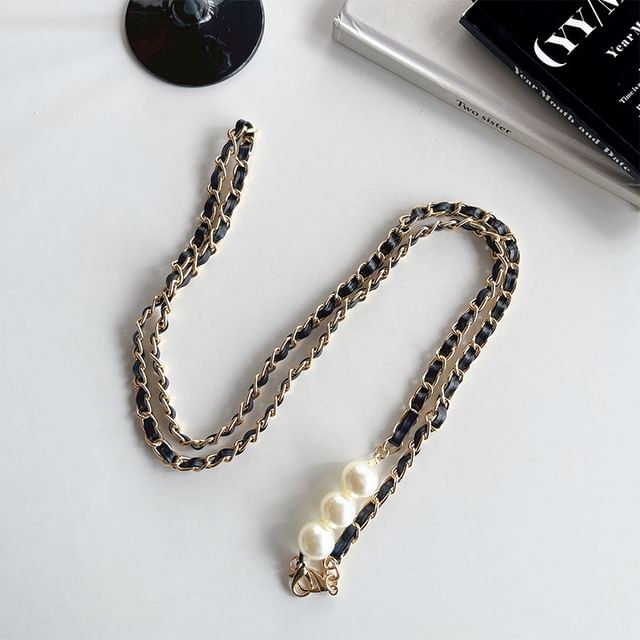 Pearl Phone Lanyard Alloy Leather Faux