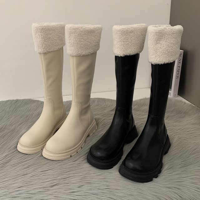 Boots Knee Fleece High Platform Panel