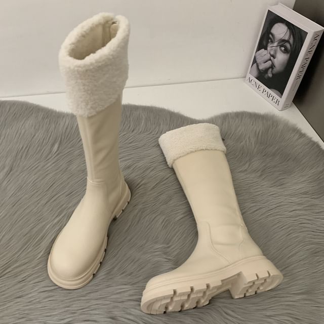 Boots Knee Fleece High Platform Panel