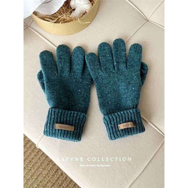Lettering Gloves Knit Touchscreen Applique Wool