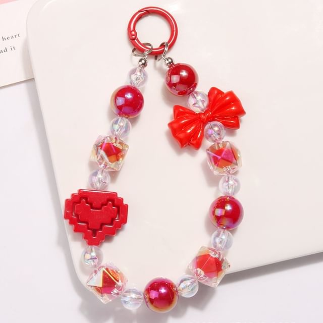 Heart Bow Bead Acrylic Bag Charm