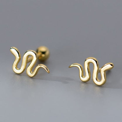 Snake Sterling Silver Barbell Earring