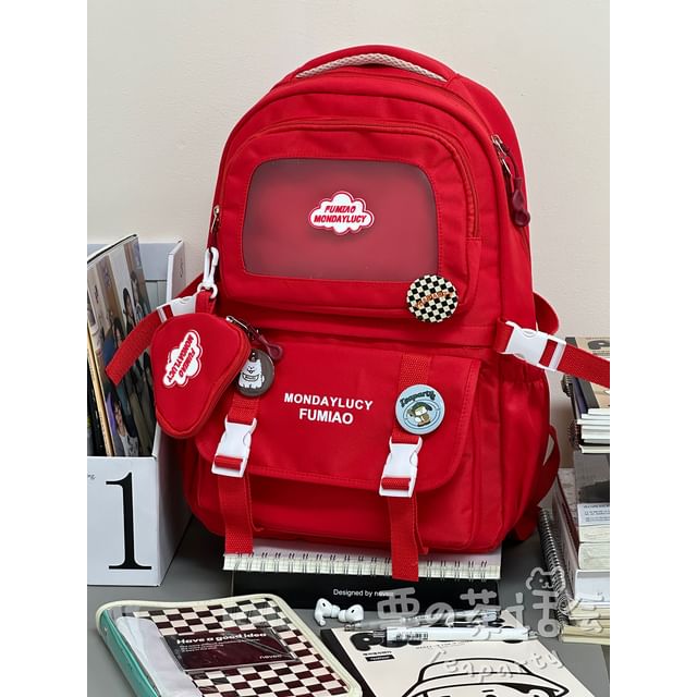 Lettering Multi-Pocket PVC Panel Backpack / Bag Charm / Set