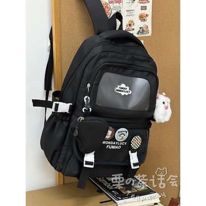 Lettering Multi-Pocket PVC Panel Backpack / Bag Charm / Set