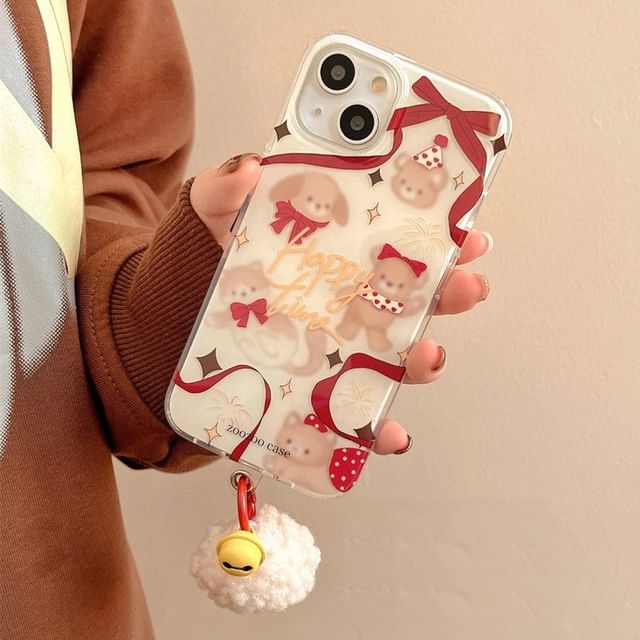 Pom Ribbon Phone Animal Bell Case