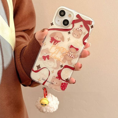 Pom Ribbon Phone Animal Bell Case