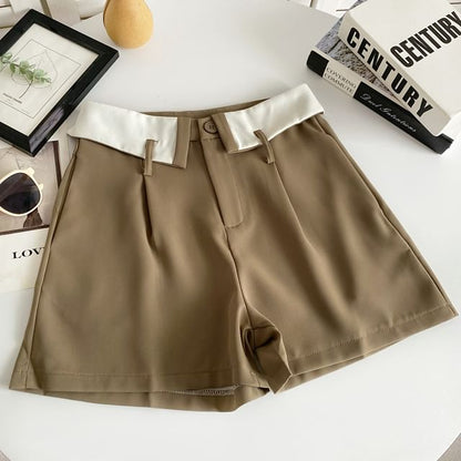 High Waist Two Tone Dress Shorts