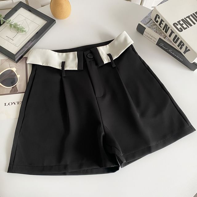 High Waist Two Tone Dress Shorts