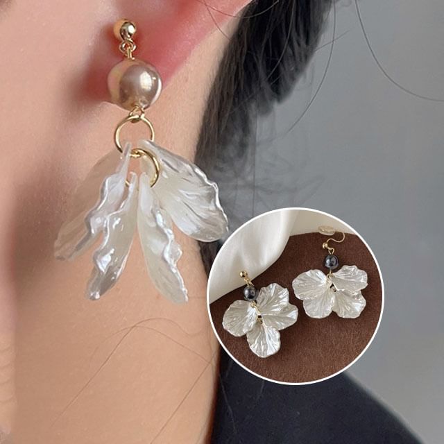 Floral Earring Clip-On Drop