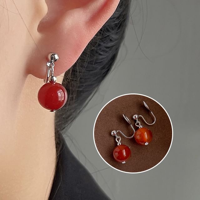 Gemstone Earring Clip-On Drop