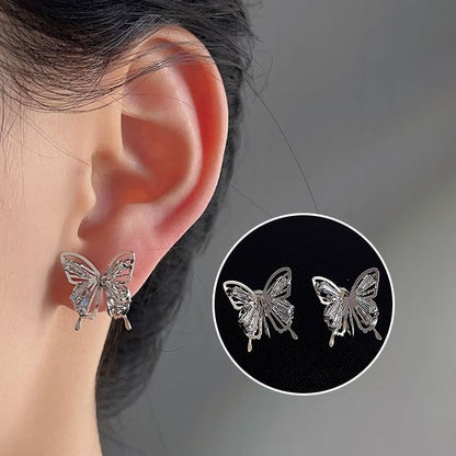 Earring Butterfly Rhinestone Clip-On