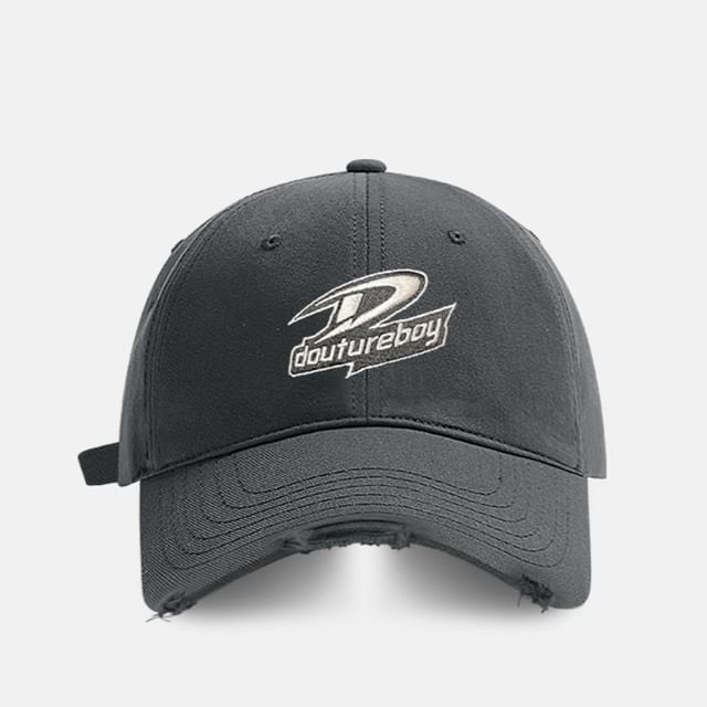 Distressed Embroidered Baseball Lettering Cap