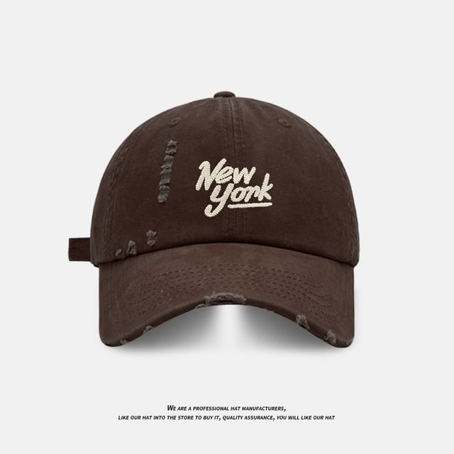 Baseball Distressed Cap Embroidered Lettering