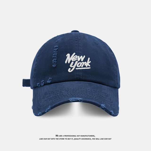 Baseball Distressed Cap Embroidered Lettering