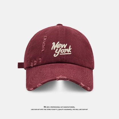 Baseball Distressed Cap Embroidered Lettering