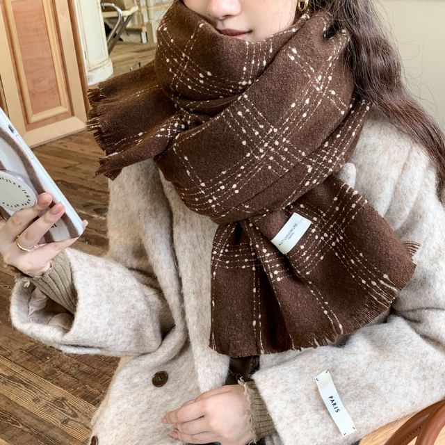 Scarf Frayed Plaid