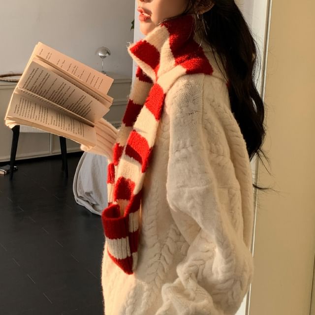 Striped Knit Scarf Light