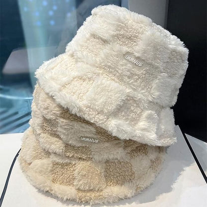 Plaid Lettering Hat Bucket