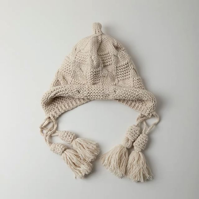 Knit Hat Bonnet Tasseled