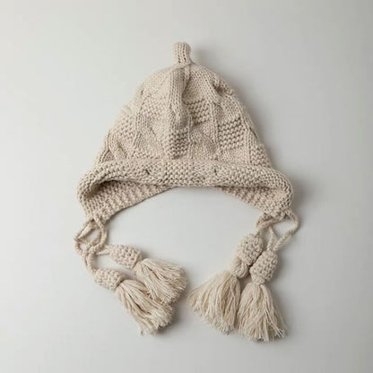 Knit Hat Bonnet Tasseled