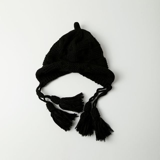 Knit Hat Bonnet Tasseled
