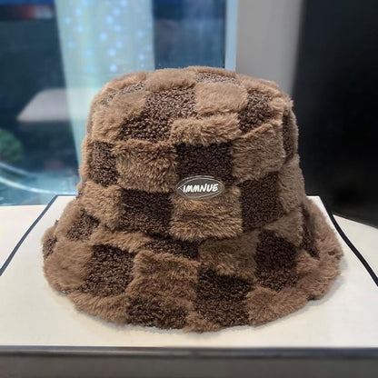 Plaid Lettering Hat Bucket